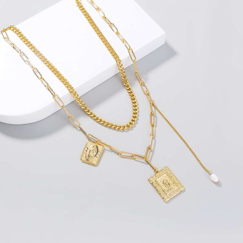 Alloy Pendant Necklace, Fashion Statement Jewelry, Layered Charm Necklace - available at Sparq Mart