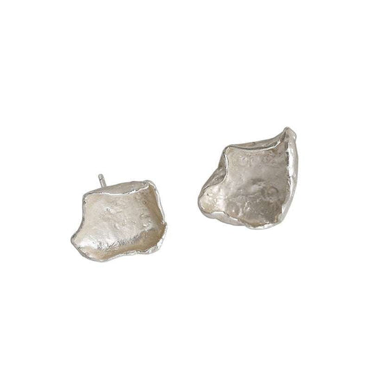 ancient fold earrings, asymmetric earrings silver, student silver jewelry - available at Sparq Mart