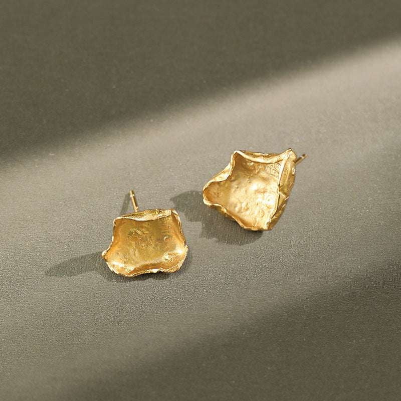 ancient fold earrings, asymmetric earrings silver, student silver jewelry - available at Sparq Mart