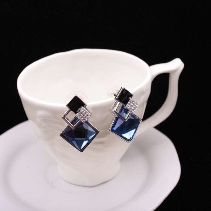 Blue Diamond Studs, Brown Stud Earrings, Sparkling Stud Earrings - available at Sparq Mart