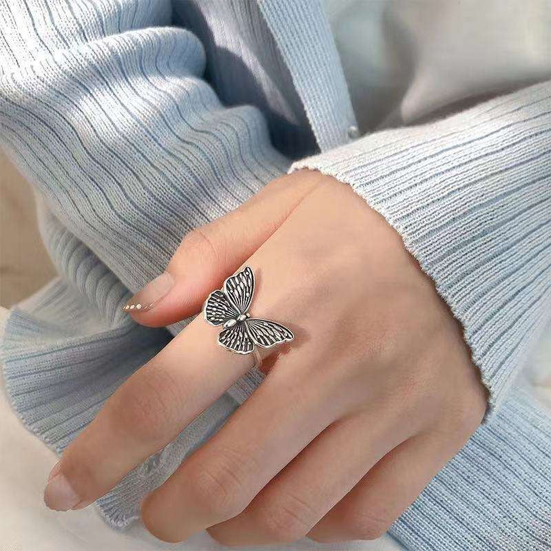 Butterfly Silver Ring, Retro Fashion Ring, Unique Accessory Gift - available at Sparq Mart