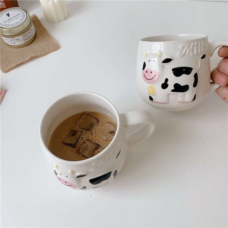 Cartoon Coffee Cup, Ceramic Cow Mug, Creative Ceramic Mug - available at Sparq Mart