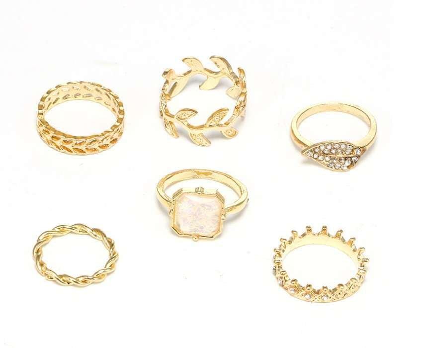 Diamond Crown Ring, Geometric Gold Ring, Leaf Design Jewelry - available at Sparq Mart