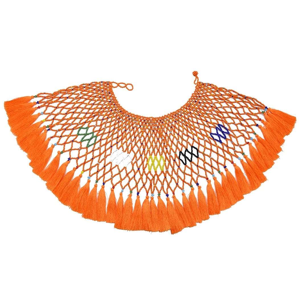 Colorful Shawl Necklace, Statement Fashion Jewelry, Trendy Rice Bead Necklace - available at Sparq Mart