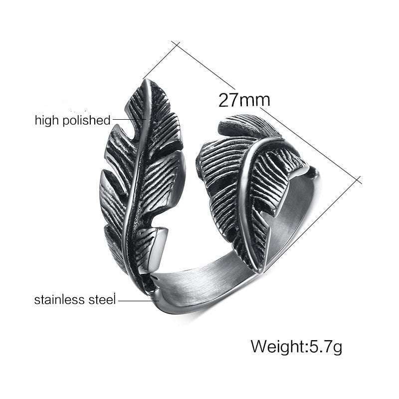 Adjustable Feather Ring, Feather Statement Ring, Stainless Steel Ring - available at Sparq Mart