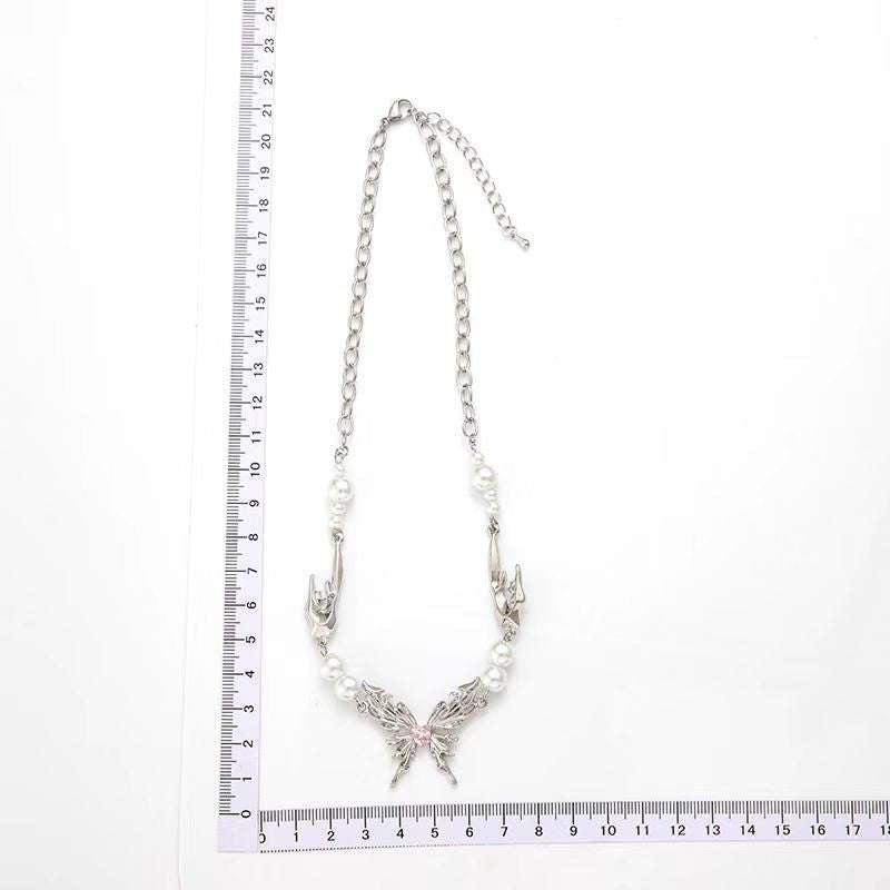 butterfly necklace, French jewelry, pearl necklace - available at Sparq Mart