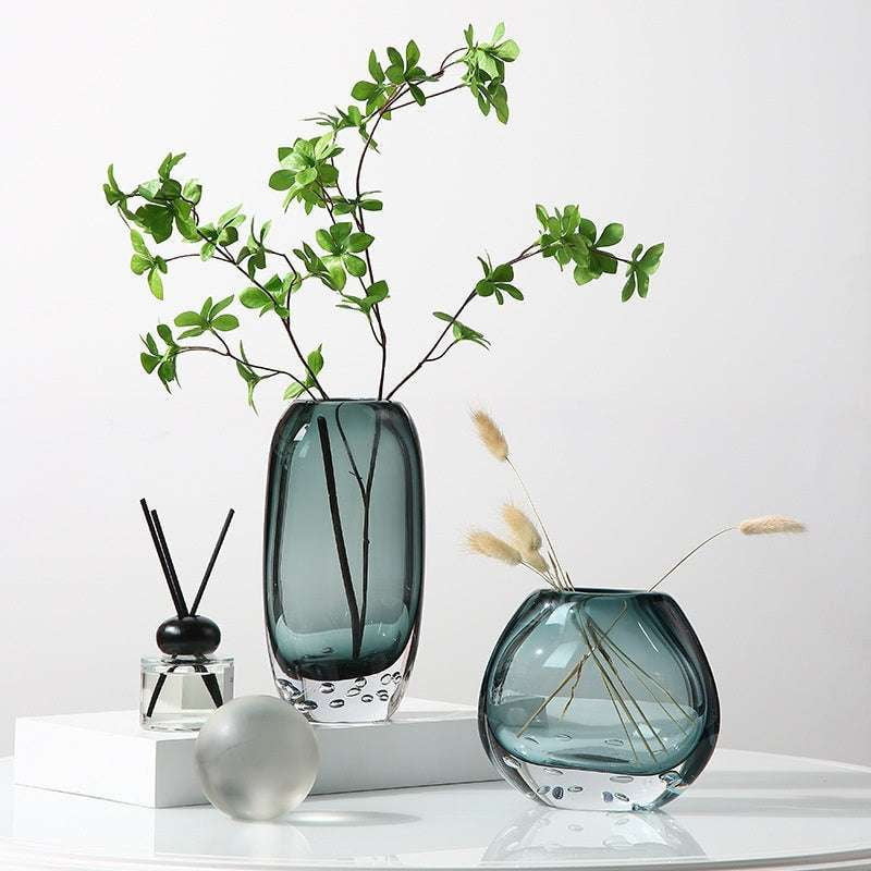 Designer Living Room Decor, Handcrafted Glass Vase, Luxury Flower Vessel - available at Sparq Mart