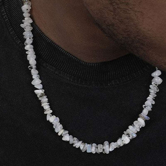 Elegant Gemstone Collar, Moonstone Necklace Men, Natural Stone Necklace - available at Sparq Mart