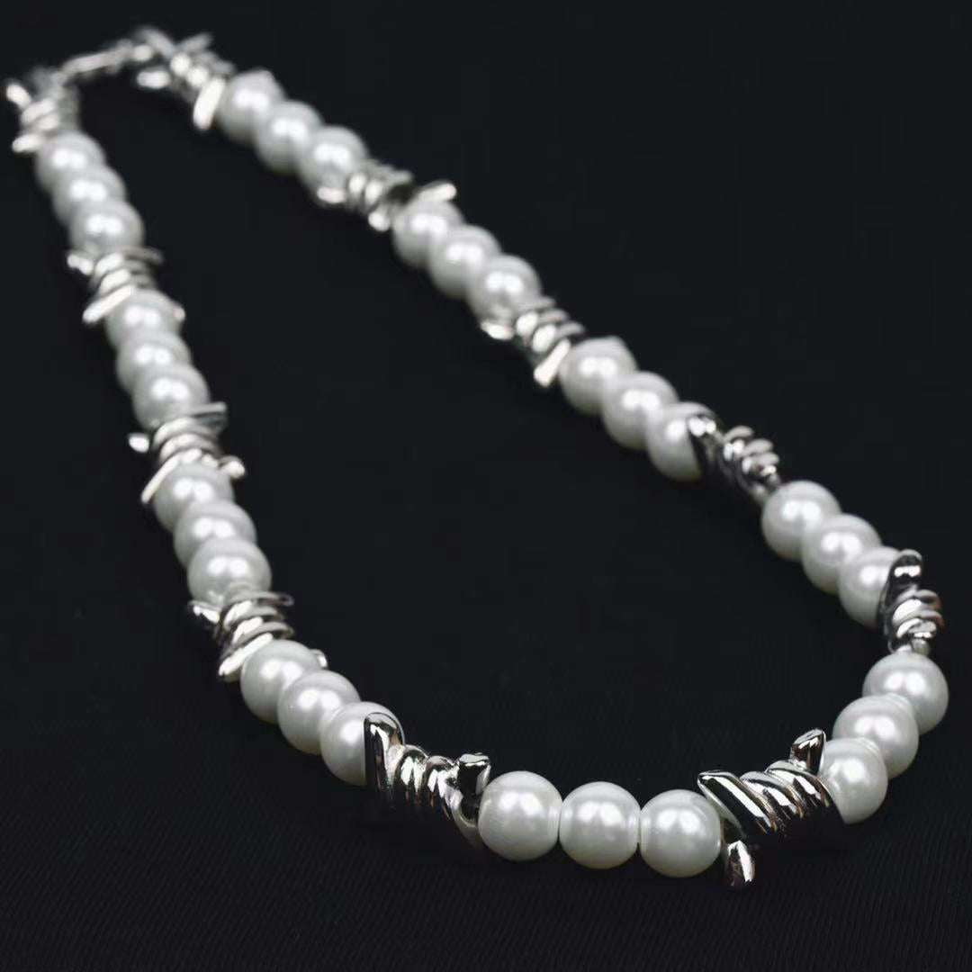 edgy jewelry accessory, punk pearl necklace, unisex necklace fashion - available at Sparq Mart