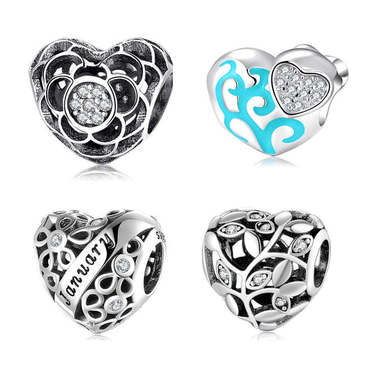 DIY Bracelet Charms, Heart Shaped Beads, Sterling Silver Beads - available at Sparq Mart