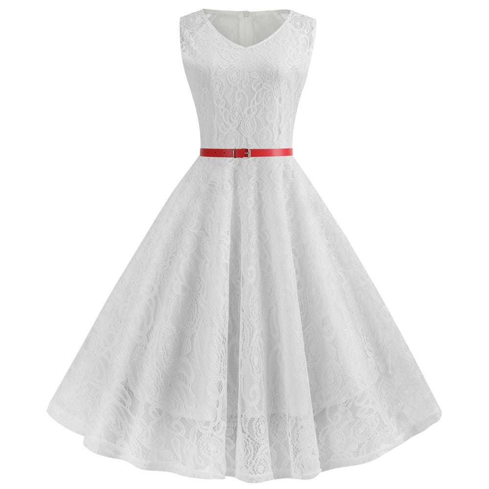 Round Neck Gown, Swing Dress Elegant, Vintage Lace Dress - available at Sparq Mart