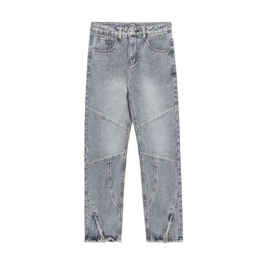 Straight Fit Denim, Vintage Straight Jeans, Zippered Panel Jeans - available at Sparq Mart