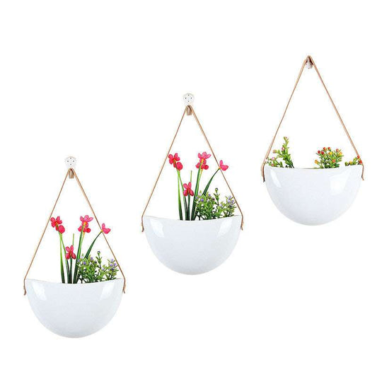 ceramic hemp rope, green plant pot, hanging flowerpot - available at Sparq Mart